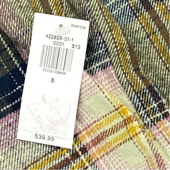 Old Navy Boyfriend Shirt Women Small Multi Plaid Flannel Long Sleeve Button Down - Picture 2 of 15